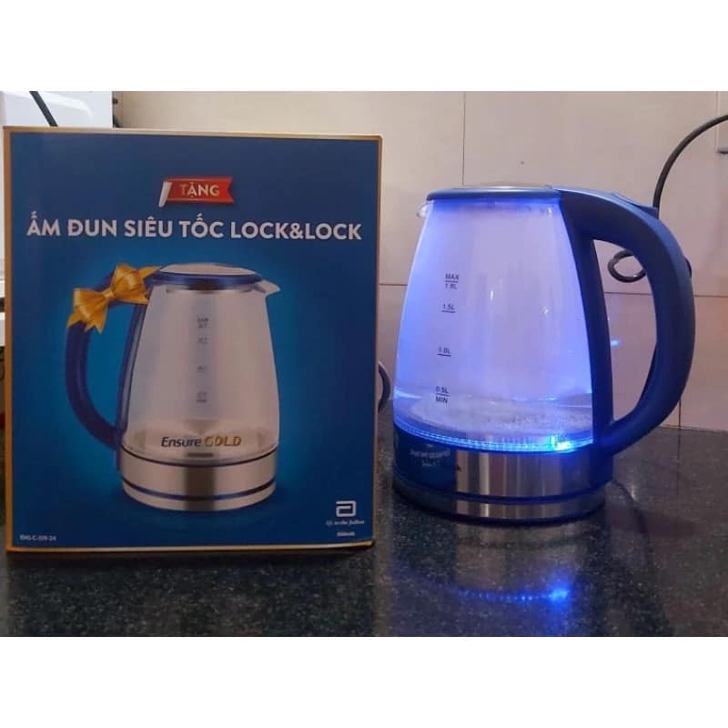 Ấm đun nước siêu tốc thủy tinh chịu lực LOCK & LOCK ENS-C-519-24 dung tích 8 lít: