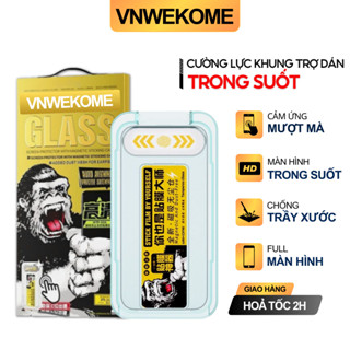 Kính Cường lực iPhone Khung tự dán VNWEKOME Full màn hình trong suốt cho 11 12 13 14 15 16 Pro max