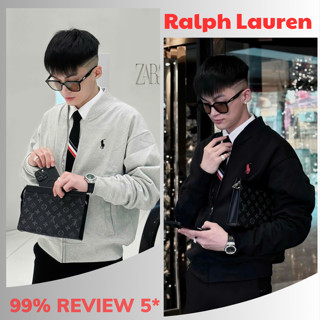 Áo Khoác Bomber Ralph_Lauren  Thêu Logo Cao Bồi Siêu Nét,  Áo Hoodie Zip Nam Nữ Khóa Nỉ Bông Thêu Hình Ngựa Trước Ngực.