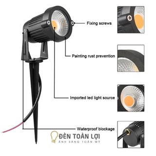 Đèn LED Ghim Cỏ COB 5W -  Đèn rọi cắm cỏ sân vườn/ Đèn rọi gốc cây 12W, đèn rọi cột  - Đèn Toàn Lợi