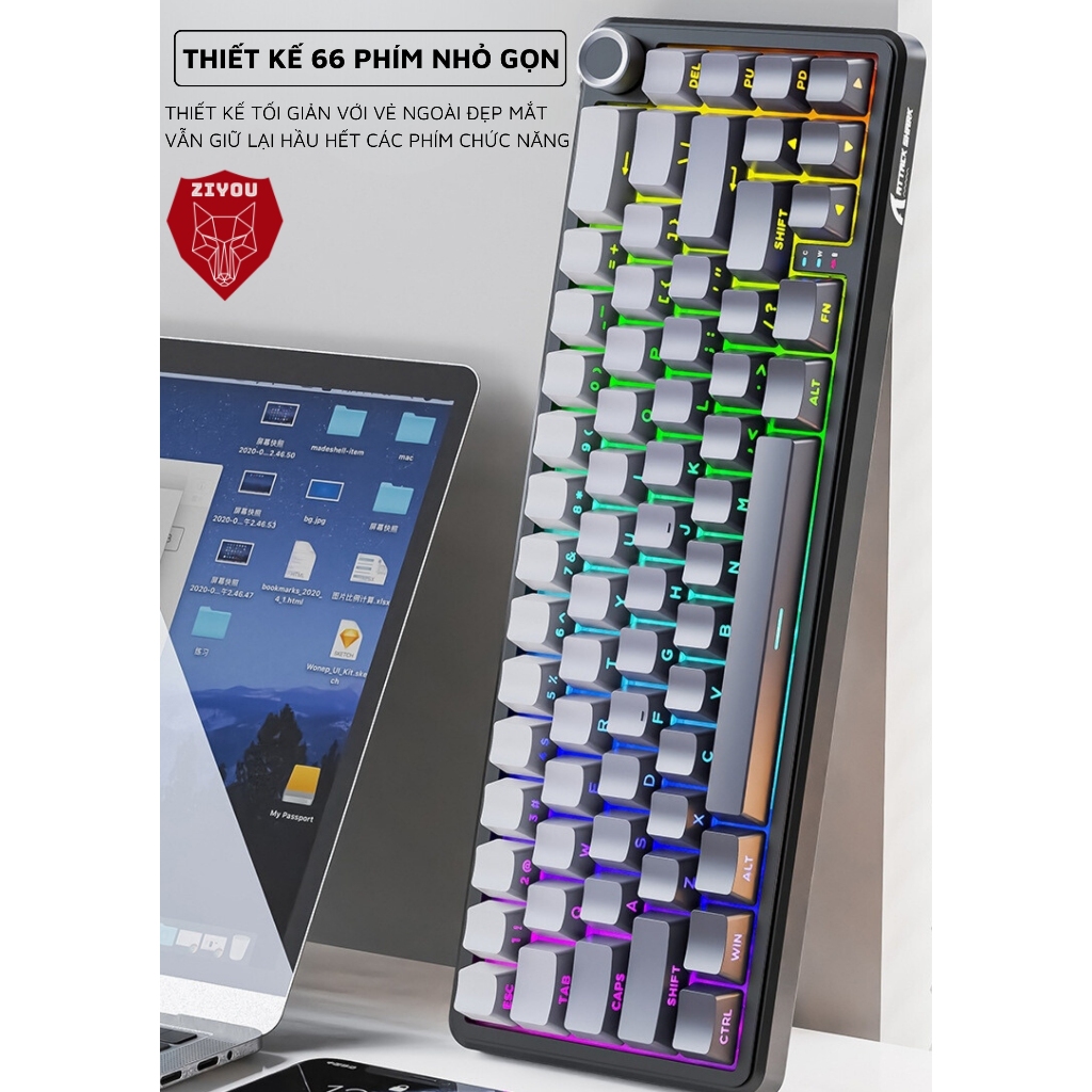 Bàn Phím Không Dây Ziyou Attack Shark X66 Led RGB Hotswap 5 Pin 3 Mode Kết Nối App Tùy Chỉnh | BigBuy360 - bigbuy360.vn