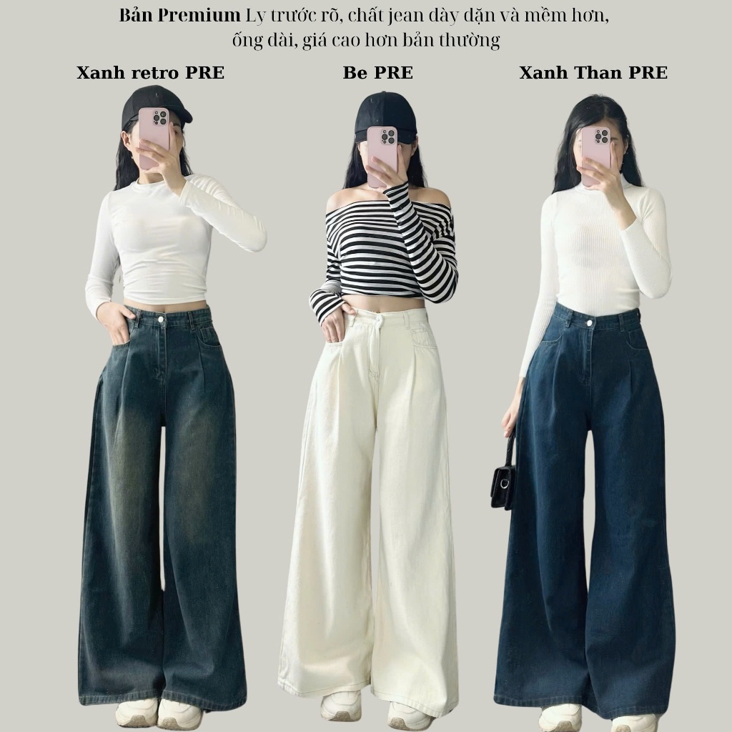 Quần jeans ống suông ly trước cạp cao dáng dài - Retrostyle - Quanjeanxuong7224_P3K1