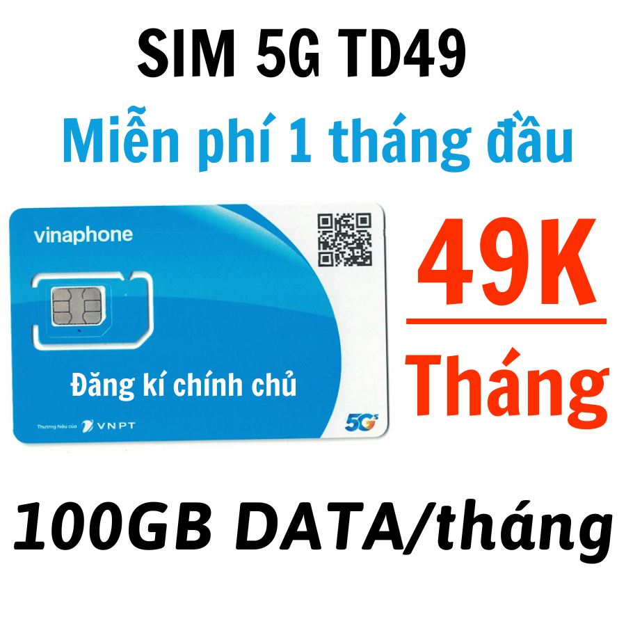 Sim Vinaphone 5G Trọn Gói 14 Tháng TD49 BIG50Y Sử Dụng Miễn Phí Không Giới Hạn Data Gia Hạn Chỉ Từ 49K/Tháng