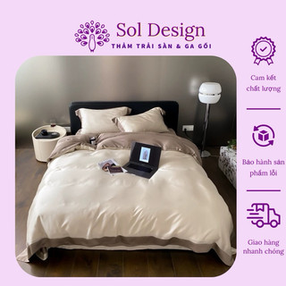 Bộ Ga Trải Giường Tencel Màu Trơn Sang Trọng Gồm Vỏ Chăn