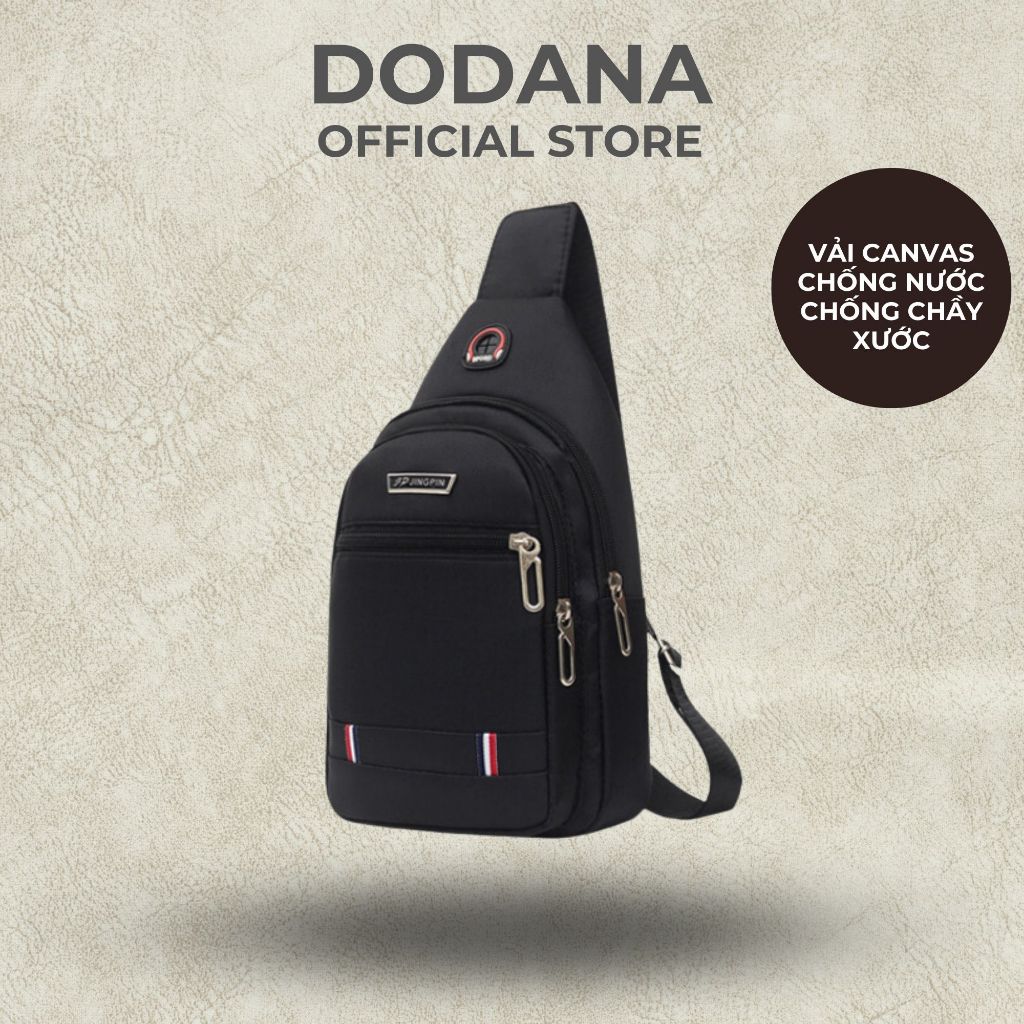 Túi đeo chéo nam vải canvas chống nước 3 ngăn phong cách Hàn Quốc, Combo Túi chéo nam & Bọc CCCD chống chầy xước DODANA