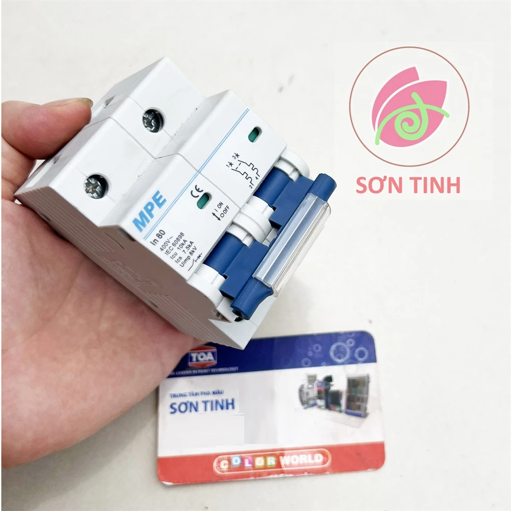 MCB 2P 2 PHA CB ĐÔI TÉP 2 CỰC APTOMAT 80A 100A 10kA MPE
