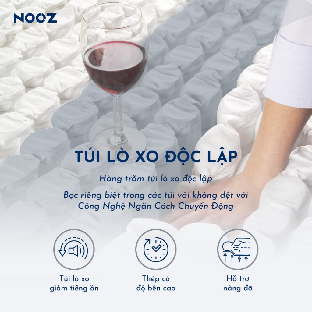Nệm Foam NOOZ Hybrid Latex 100% Đệm Cao Su Thiên Nhiên Và Lò Xo Túi Độc Lập NOOZ Home Goods | BigBuy360 - bigbuy360.vn
