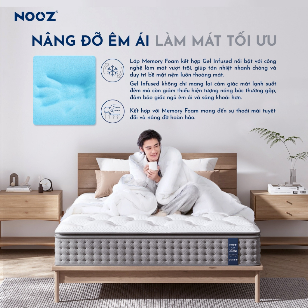 Nệm Foam NOOZ Hybrid Latex 100% Đệm Cao Su Thiên Nhiên Và Lò Xo Túi Độc Lập NOOZ Home Goods | BigBuy360 - bigbuy360.vn