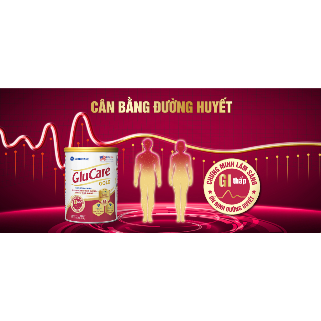 Sữa bột Nutricare Glucare Gold dinh dưỡng cho người tiểu đường (mẫu mới 850g)