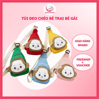 Túi đeo chéo cho bé trai bé gái hình mặt khỉ đáng yêu , túi mini phong cách Hàn Quốc siêu yêu , ngộ nghĩnh