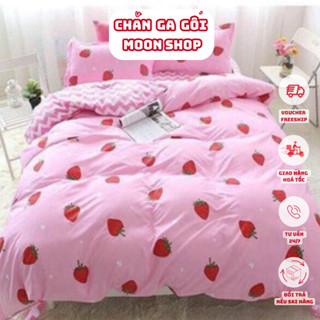 (ko lõi) bộ 5 món vỏ bọc mền (vỏ chăn) và ga gối mẫu Dâu Tây poly cotton  - Vỏ chăn lồng được ruột