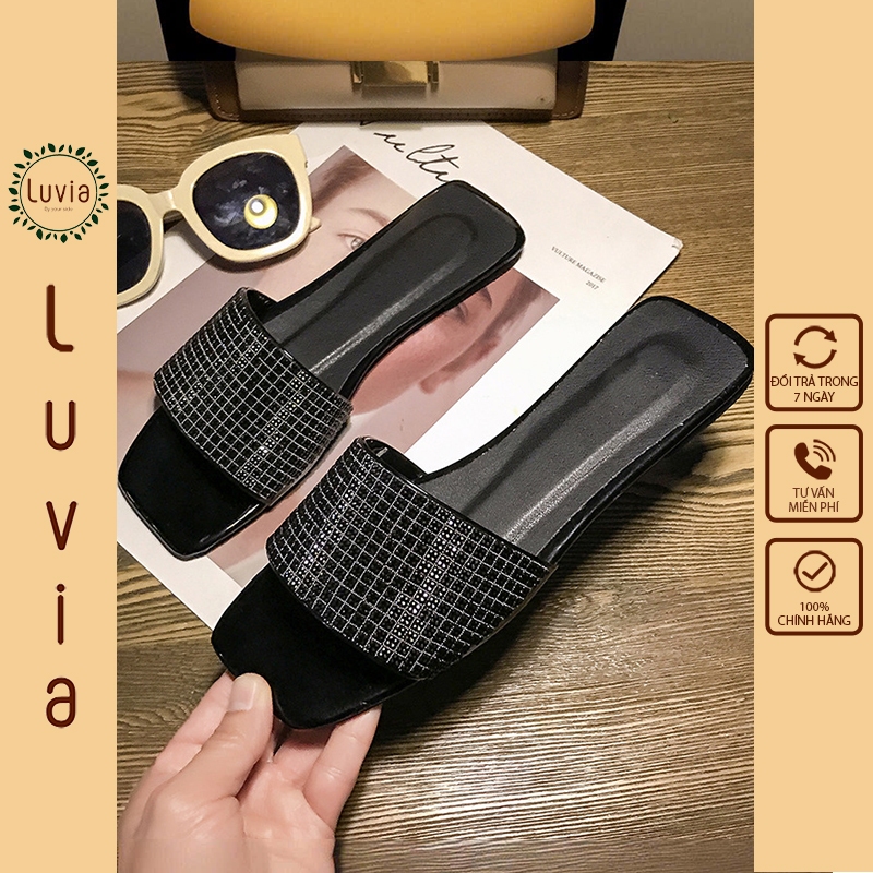 Dép nữ cao cấp quai ngang bản đá sang xịn Luvia 172DN