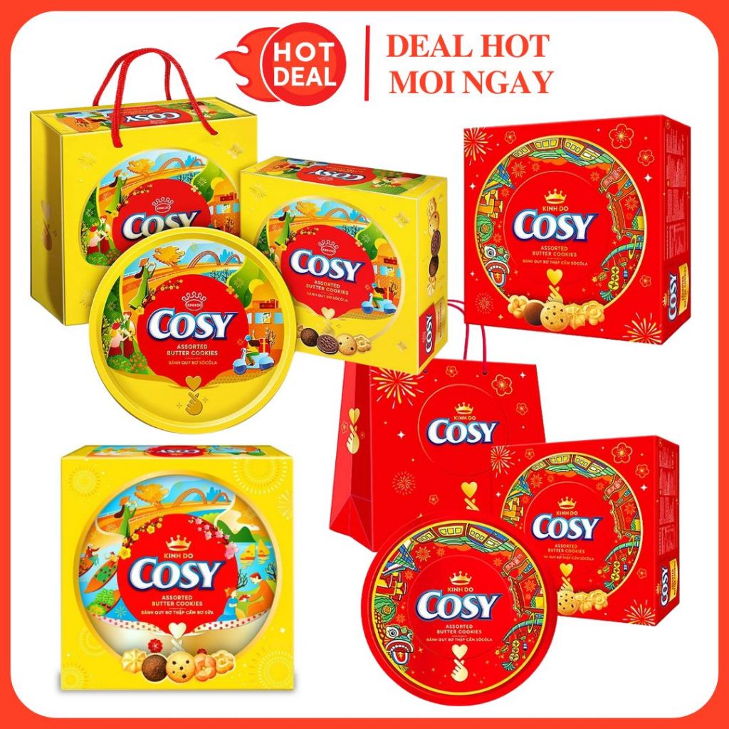 [BÁNH TẾT] Bánh Quy Bơ Cosy Thập Cẩm/Bơ Sữa Socola Hộp Thiếc 378G