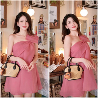  BYBYPIL FREESIZE  Đầm trễ vai tơ mặc Tết babydoll tiểu thư ngọt ngào sang trọng BYBYPIL 