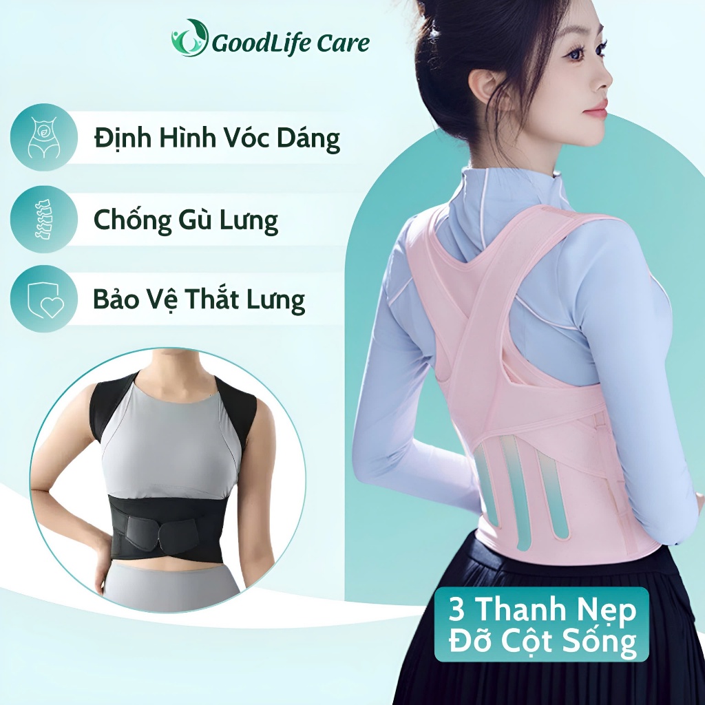 Đai Chống Gù Cao Cấp GoodLife Care [Mã Phoneix] Định Hình Nâng Đỡ Cột Sống Cải Thiện Vóc Dáng Hỗ Trợ Tập Luyện Gym Yoga.