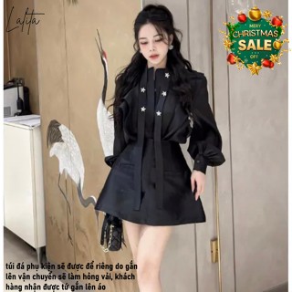Set áo voan đính đá kèm chân váy tafta chất liệu mềm mịn Lalita có Bigsize mã S9