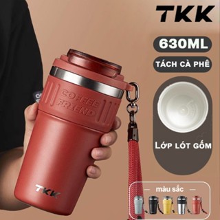 Ly Giữ Nhiệt Lót Gốm 600ml Có Ống Hút Bình Giữ Nhiệt Cafe Nữ Tumbler Xinh Xắn, Tiện Lợi, Dễ Mang Đi