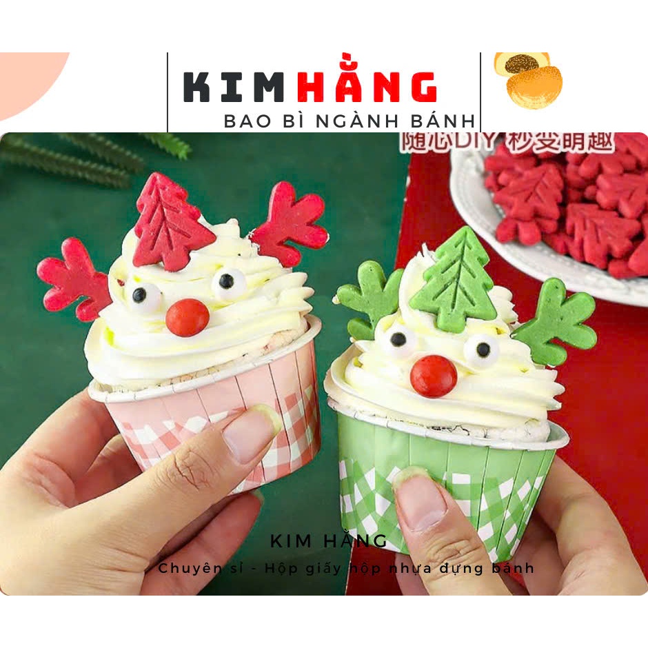 50 Ly giấy Cupcake Nướng Bánh Caro - Ly giấy muffin chịu nhiệt tốt - Ly đựng bánh cupcake siêu xinh