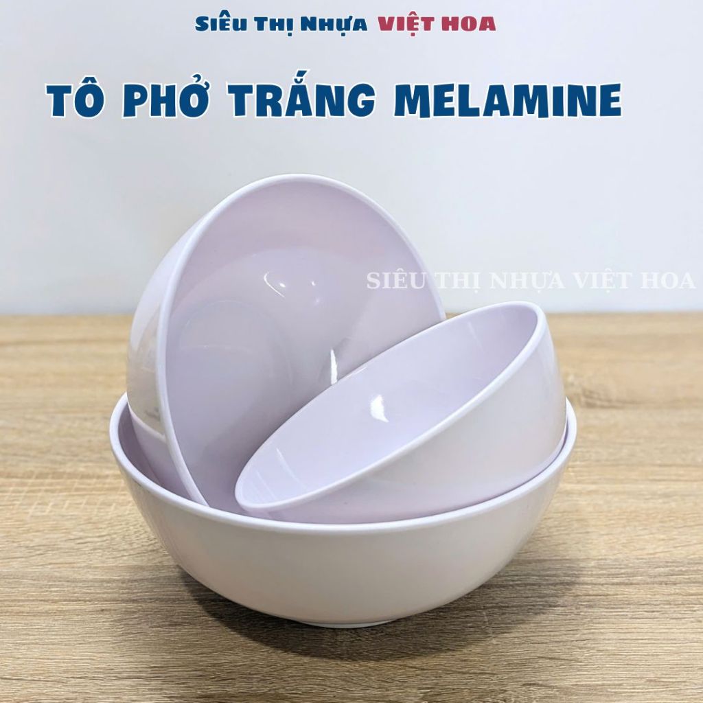 Tô Sâu Trắng Trơn Sử Dụng Quán Ăn Chất Liệu Nhựa Mica Nhiêu Kích Cỡ, Tô Phở Trắng Melamine