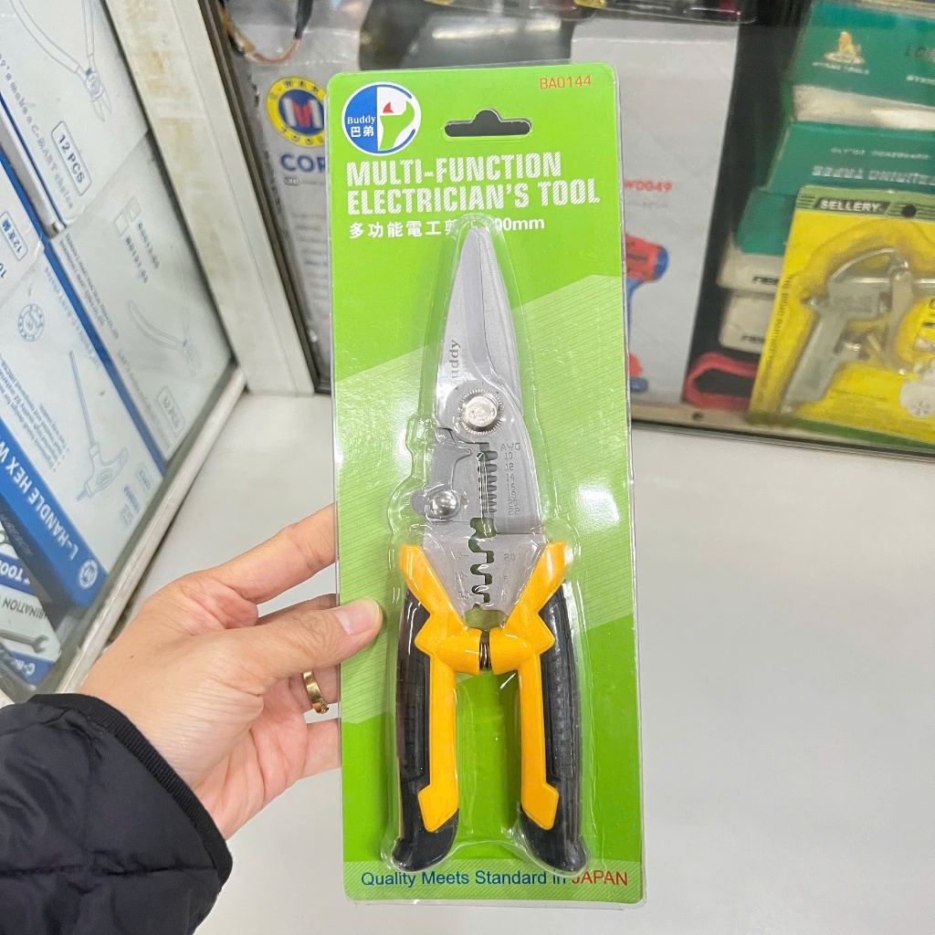 Kìm, kéo cắt dây điện đa năng cao cấp Nhật Bản 3in1 Buddy BA0144