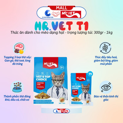 [HỎA TỐC] Thức ăn dành cho mèo - hạt MRVET T1 Holistic 30% protein - Dành cho mèo mọi lứa tuổi - Hàng chính hãng
