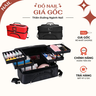 Cốp vải đựng đồ nail, makeup, phun xăm - Cốp đựng đồ nail vải canvas chống nước có quai xách size to