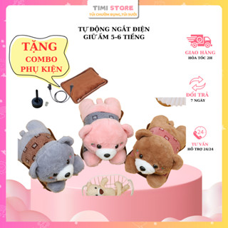 Túi sưởi gấu xinh , túi chườm điện Kèm đủ combo phụ kiện (Bảo hành 6 tháng)