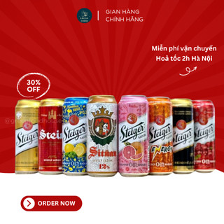 Bia Steiger Hộp quai xách Set 8 Lon 500ml - Mix Bia Hoa Quả - Bia 12 độ - Bia không độ - Bia Tiệp