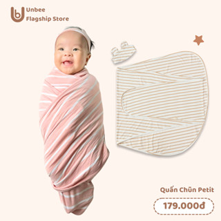 Quấn chũn sơ sinh tặng kèm che thóp Unbee cho bé ngủ ngon chất petit co giãn 4 chiều thấm hút mồ hôi