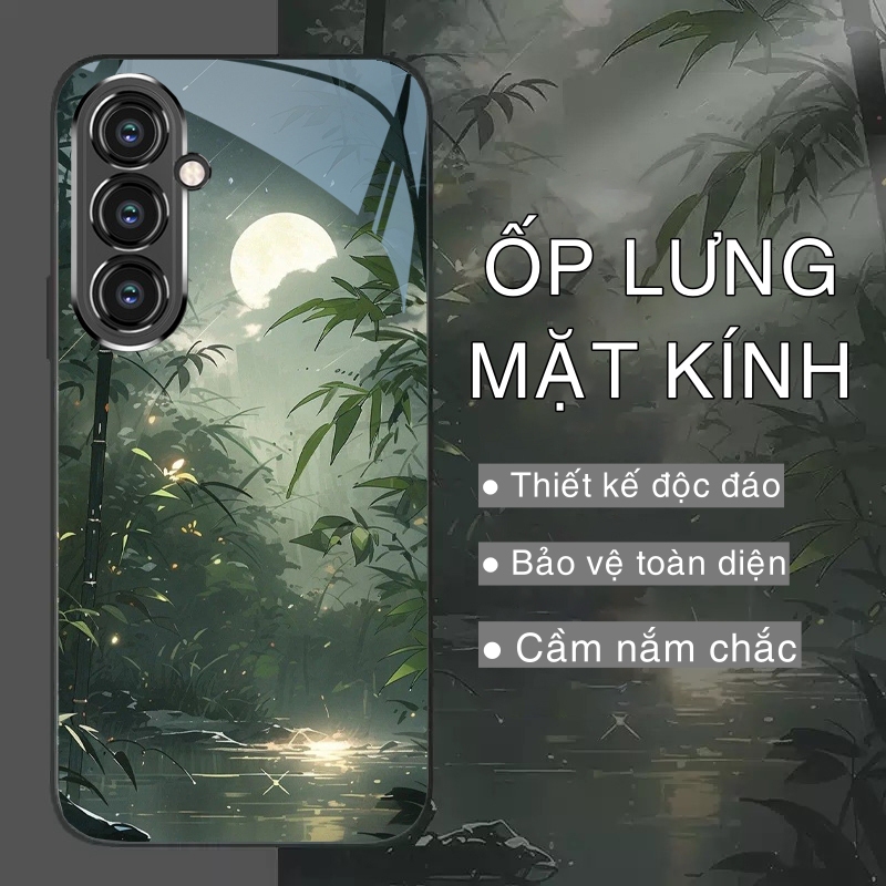 Ốp Lưng SAMSUNG GALAXY A14 , A24, A34, A54 Mặt kính sáng bóng, cao cấp Họa tiết phong cảnh