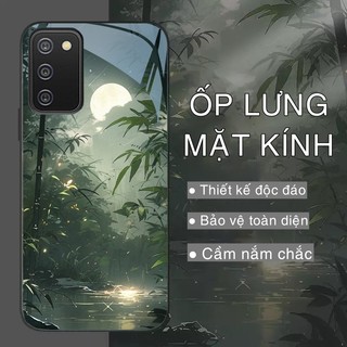 Ốp Lưng SAMSUNG GALAXY A02S, A03s Mặt kính sáng bóng, cao cấp Họa tiết phong cảnh