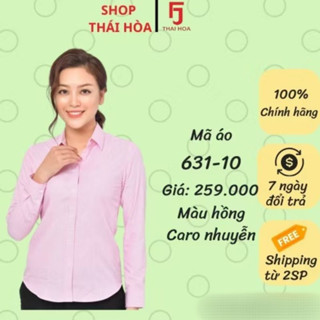 (GIAO HỎA TỐC) Áo sơ mi Thái Hoà caro màu hồng trẻ trung năng động 631-10-01