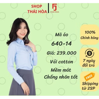 (GIAO HỎA TỐC) CHÍNH HÃNG THÁI HOÀ Áo sơ mi kẻ sọc xanh vải mềm 640-14-01