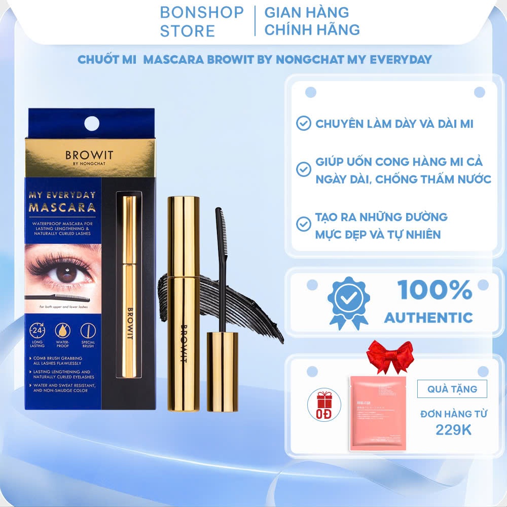Mascara Nong Chat Browit Thái Lan làm dày, Chuốt Mi Browit Dài Cong Mi, Chuyên Dụng Cho Makeup
