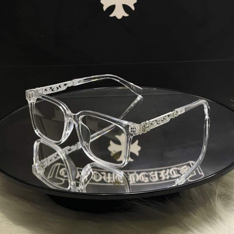 Kính chrome Hearts Trắng gọng trong hoa văn bạc, Kính mắt thời trang nam nữ