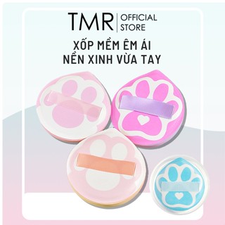 Bông Mút Tán Trang Điểm XL Chân Mèo Kèm Hộp Đựng Mềm Xốp Big Size Giúp Tán Kem Nền Phấn Phủ Hiệu Quả
