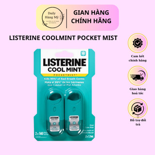  Xịt thơm miệng Miếng Ngậm thơm miệng diệt khuẩn Listerine 7,7ml Cool Mint Pockeymist Mỹ | Daily Hàng Mỹ_Authentic 
