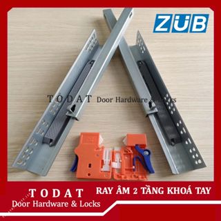 Ray Âm 2 Tầng Giảm Chấn ZUB Có KHOÁ TAY độ mở 3/4 - Thanh trượt 2 tầng âm hộc tủ kéo kích thước 30 - 50cm (Giá 1 cặp)