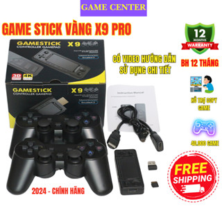 Máy Chơi Game Stick Vàng X9 Chip S905X3 Kèm 2 tay cầm Ram 2GB Có 40000 Game Cài Sẵn Độ Phân Giải 4K bảo hành 12 tháng