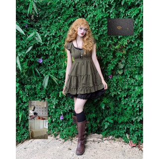 Đầm  Váy Ngắn Minidress Camellia Xòe Rộng 3 Tầng Tay Phồng Ngắn Hội Vintage 