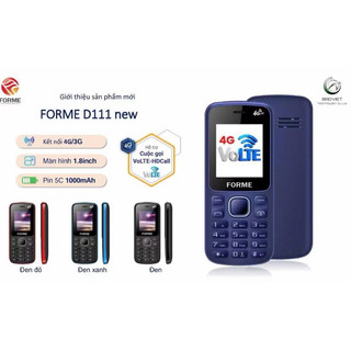 Điện thoại forme d111 4g new 2 sim pin 1000mah mới fullbox bảo hành 12 tháng - hàng chính hãng