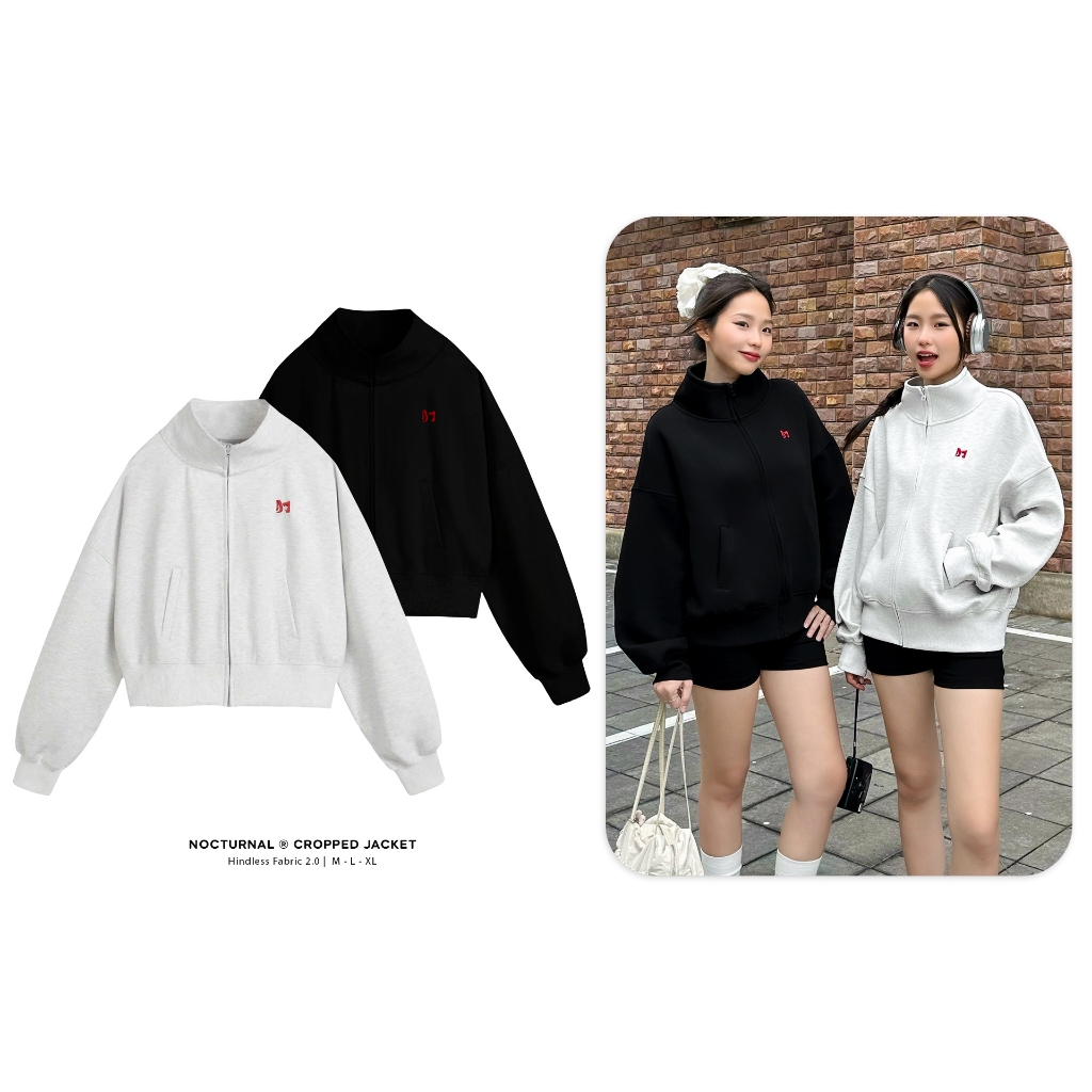 Áo Khoác Nỉ NOCTURNAL Cropped Jacket Vải Hindless Fabric 2.0 Unisex Local Brand | BigBuy360 - bigbuy360.vn