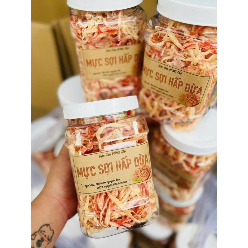 Mực xé sợi hấp nước dừa 500gr