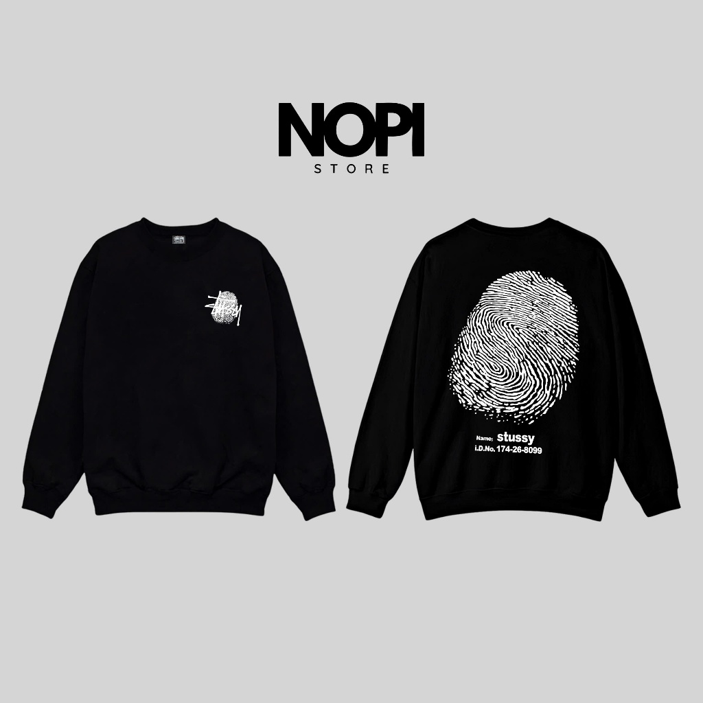 ÁO SWEATER STUSSY FINGERPRINT FORM RỘNG NAM NỮ UNISEX CHẤT VẢI NỈ BÔNG CAO CẤP DÀY DẶN - NOPI STORE