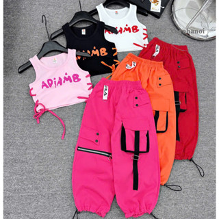 Bộ bé gái hip hop sát nách quần dây túi hộp 12-32kg XHN1650