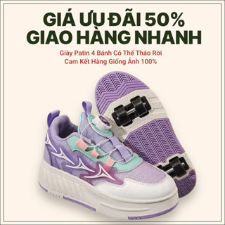 Giày Trượt Patin 4 bánh Kiêm Giày Thể Thao, Có Thể Tháo Rời Bánh Xe Cho Bé Trai Bé Gái