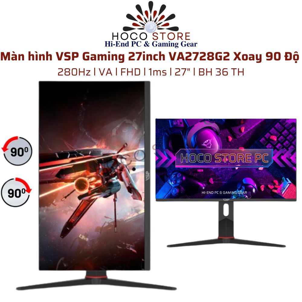 Màn hình Xoay 90 Độ VSP Gaming 27inch VA2728G2 l 80Hz l VA l FHD l 1ms l 27" l BH 36 TH