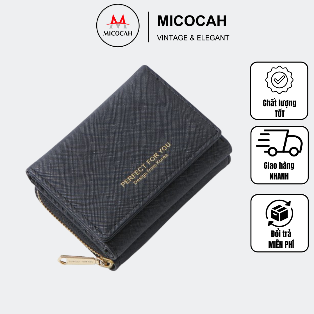 Ví Nữ Mini Cầm Tay PERFECT FOR YOU Đựng Tiền Gập 3 Nhỏ Gọn Nhiều Ngăn Da Xước PFY04