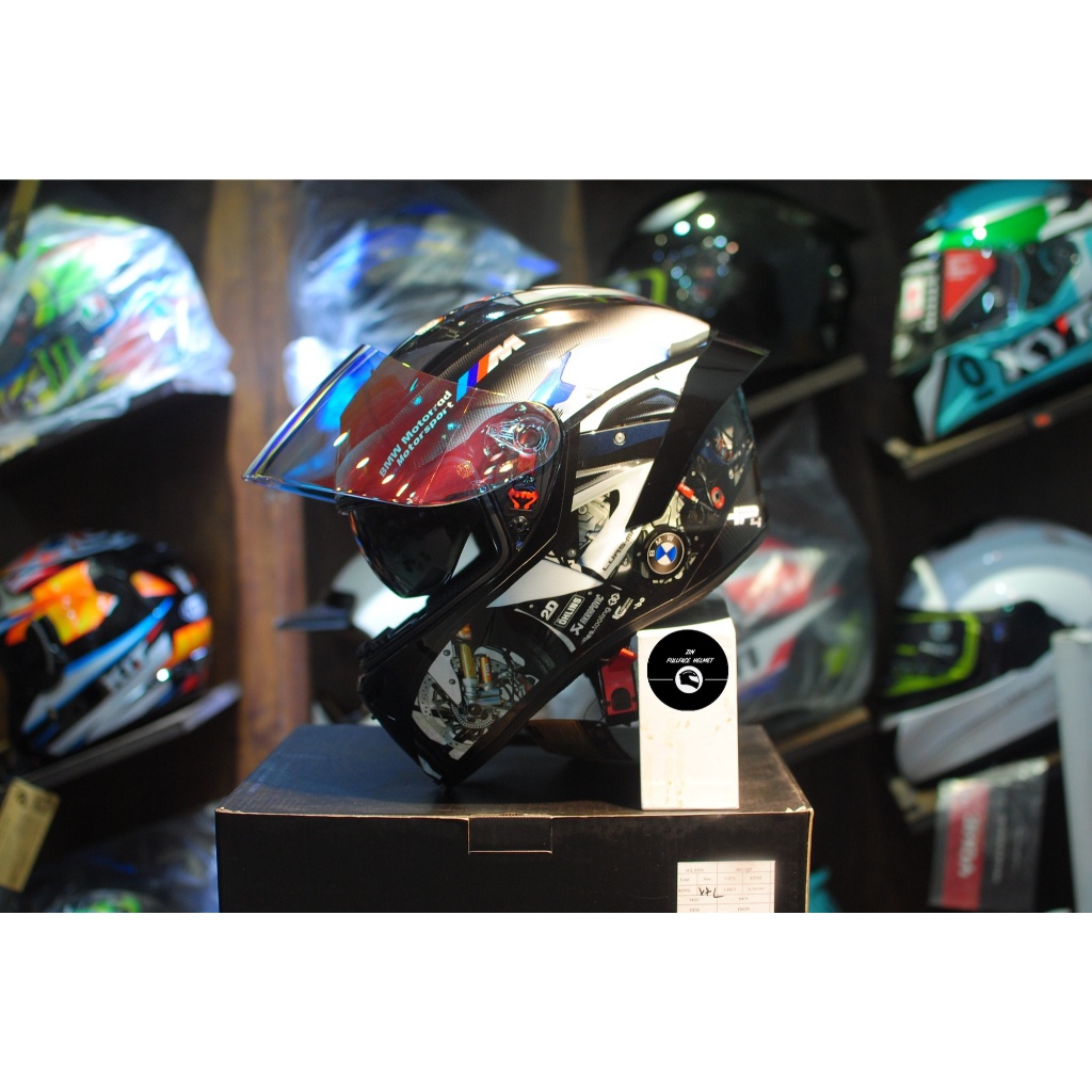 Mũ bảo hiểm Fullface Royal m266 BMW bạc