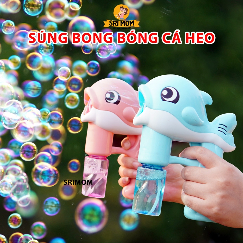  Đồ Chơi Cá heo thổi bong bóng đáng yêu CÓ ĐÈN - CÓ NHẠC Súng đồ chơi bắn bong bóng xà phòng hình cá heo có đèn cho bé 